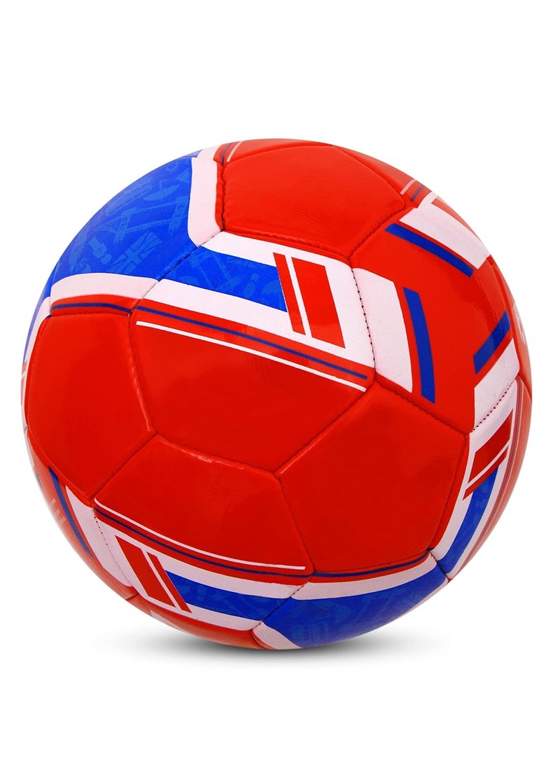 Football | Size 5 | Red | Machine Stitched | 32 Panel | Hobby Playing Ball | Soccer Ball | England