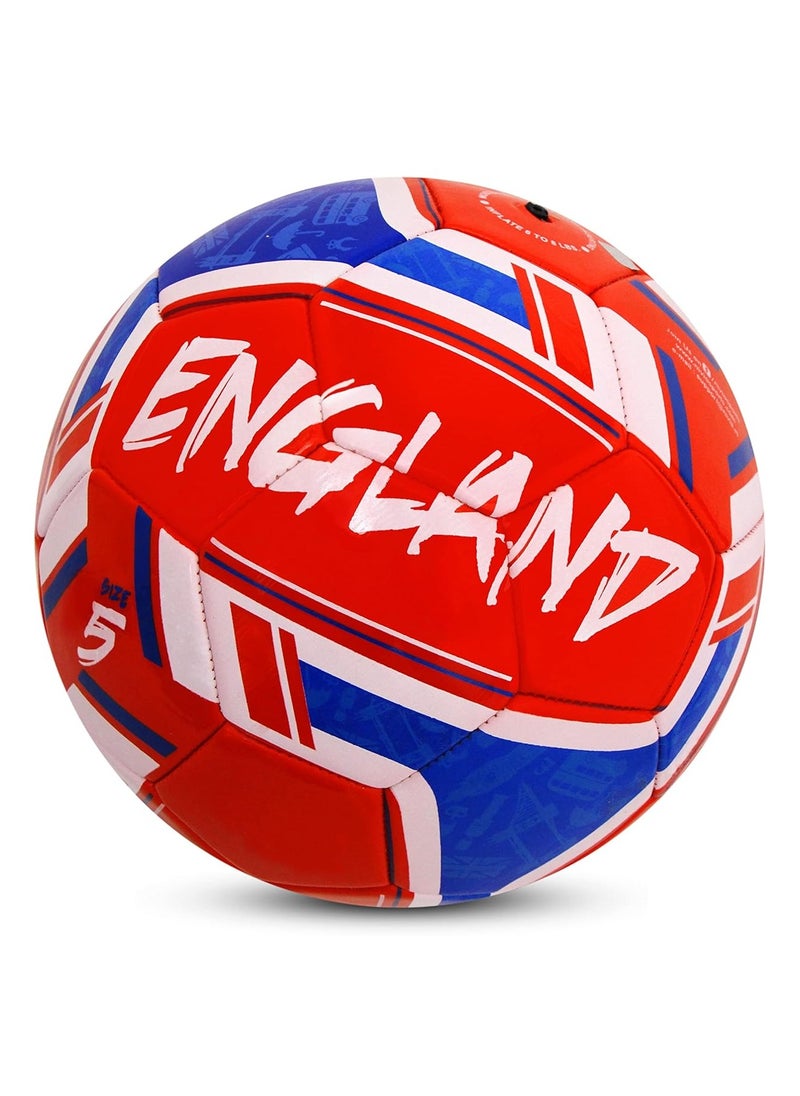 Football | Size 5 | Red | Machine Stitched | 32 Panel | Hobby Playing Ball | Soccer Ball | England