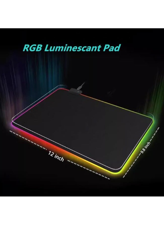 Gaming Mouse Pad, Extra Large Soft Led Extended Mouse Pad, Anti-Slip Rubber Base Computer Keyboard Mat Black (9.8x11.8 in)