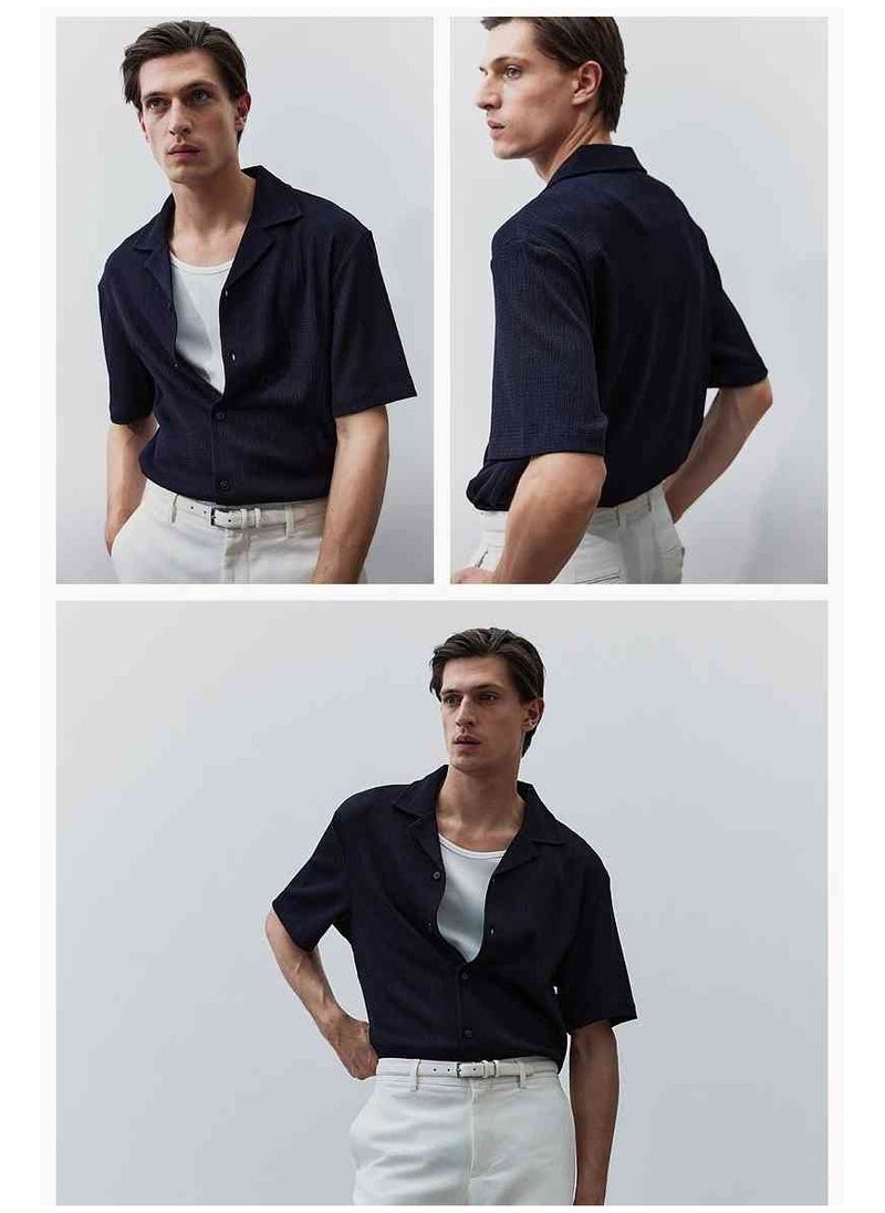HM Autumn New Casual Loose Short Sleeved Shirt