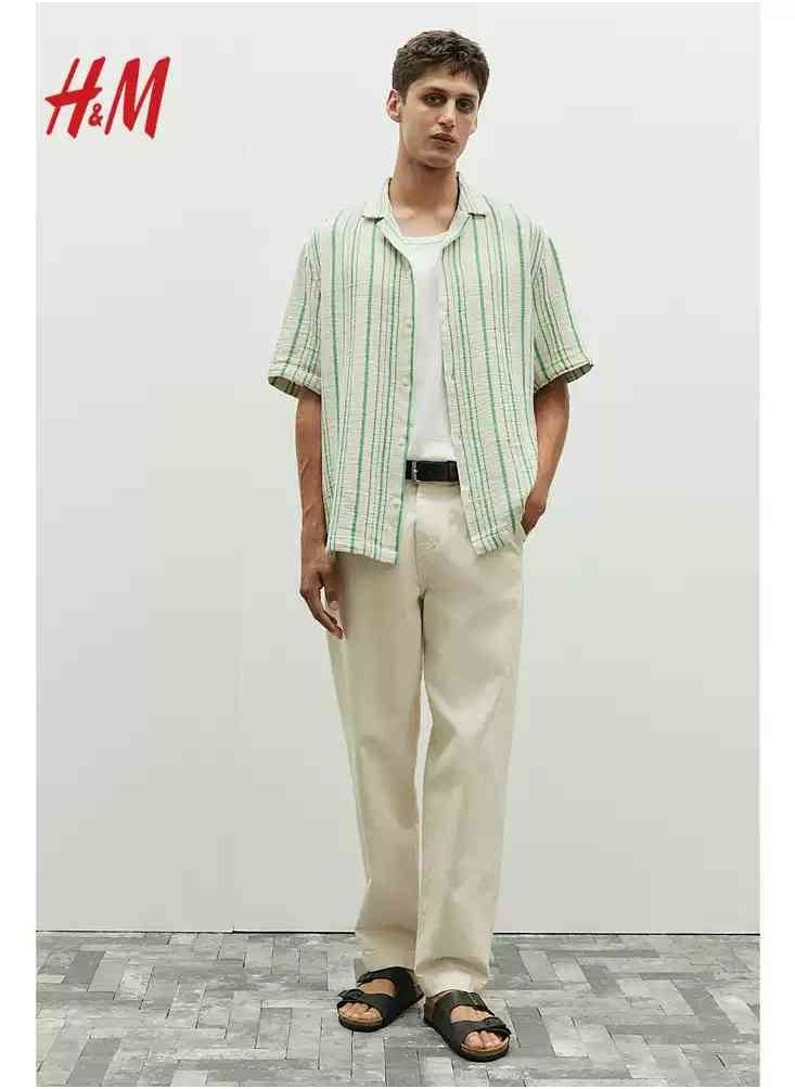 HM Autumn New Casual Loose Short Sleeved Shirt