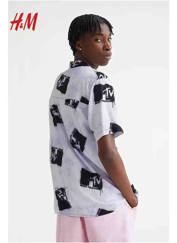 HM Autumn New Casual Loose Short Sleeved Shirt