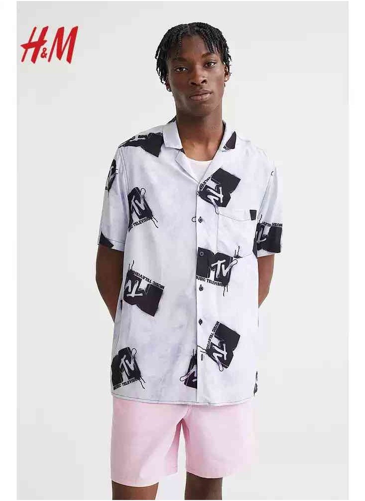 HM Autumn New Casual Loose Short Sleeved Shirt