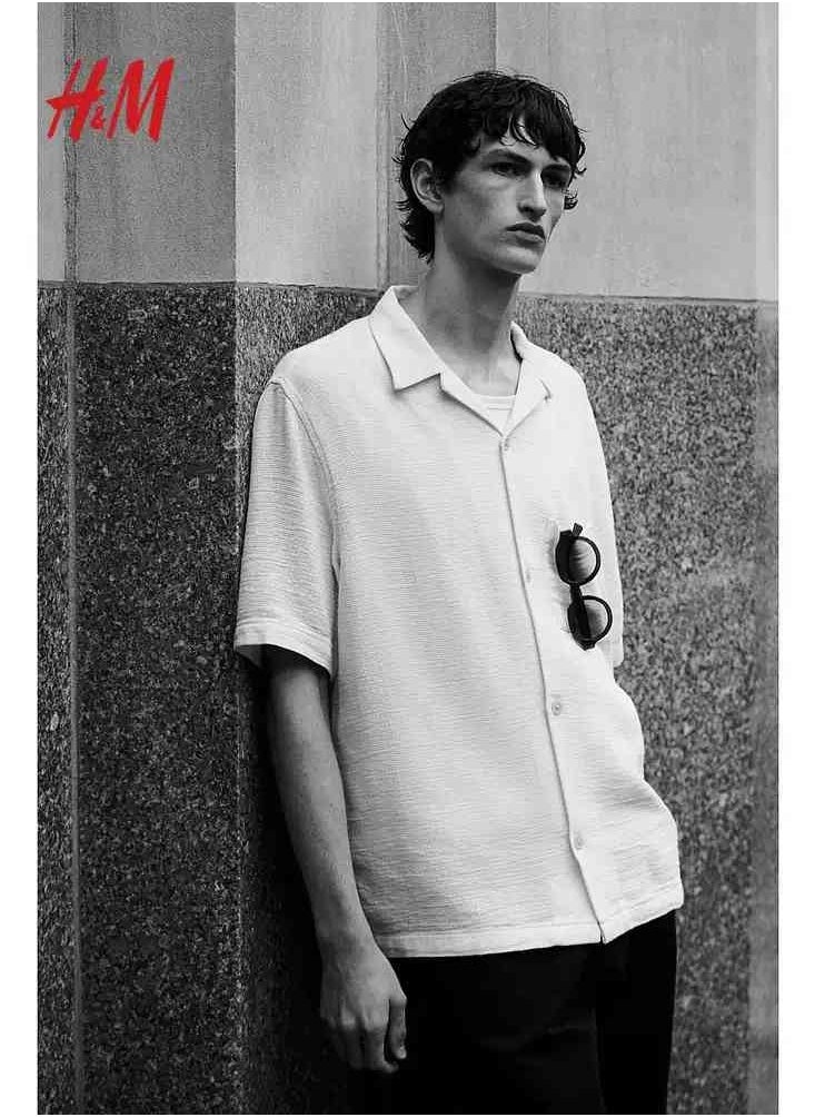 HM Autumn New Casual Loose Short Sleeved Shirt