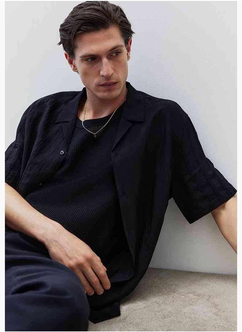 HM Autumn New Casual Loose Short Sleeved Shirt