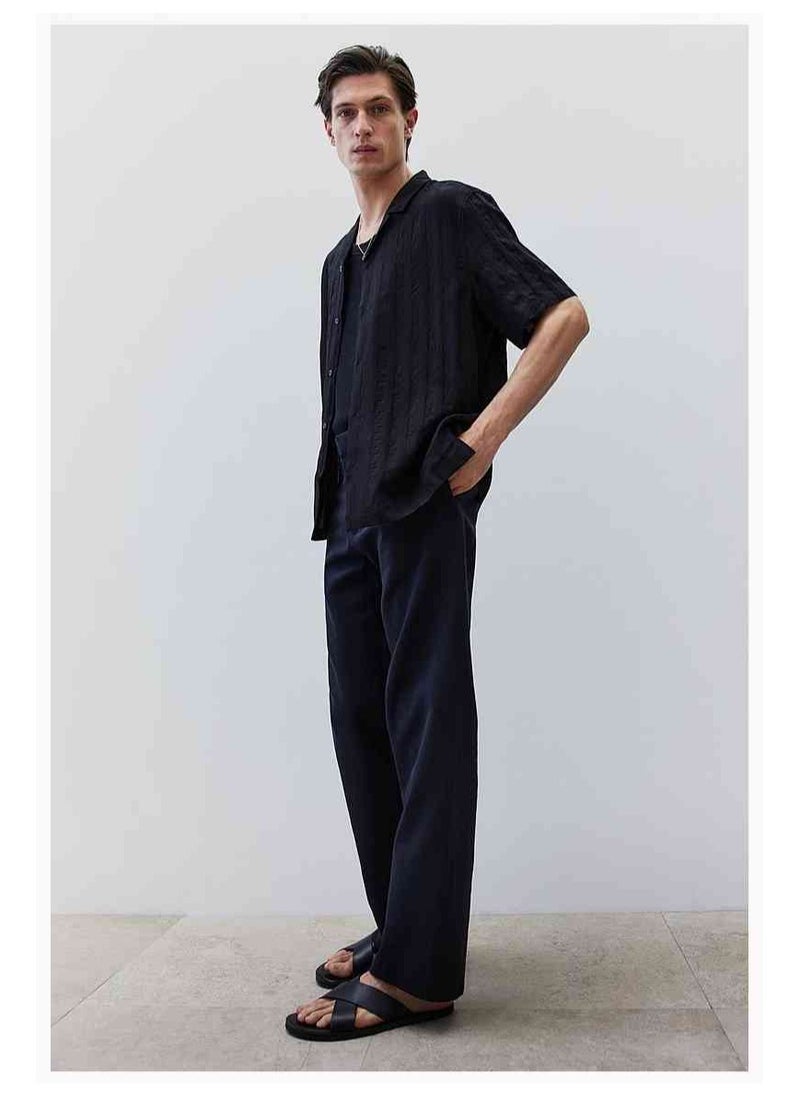 HM Autumn New Casual Loose Short Sleeved Shirt