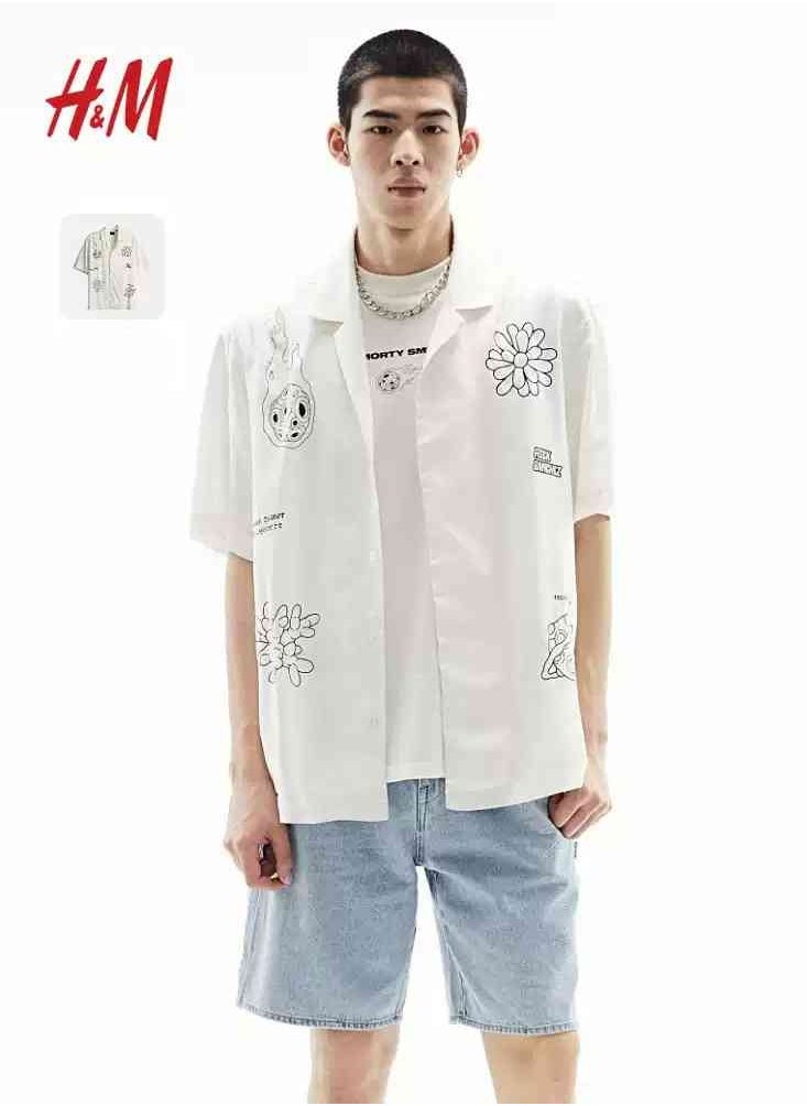 HM Autumn New Casual Loose Short Sleeved Shirt