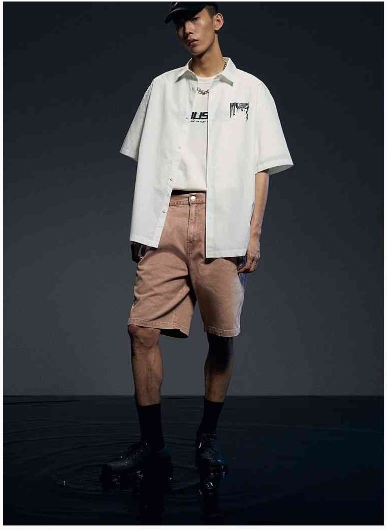 HM Autumn New Casual Loose Short Sleeved Shirt