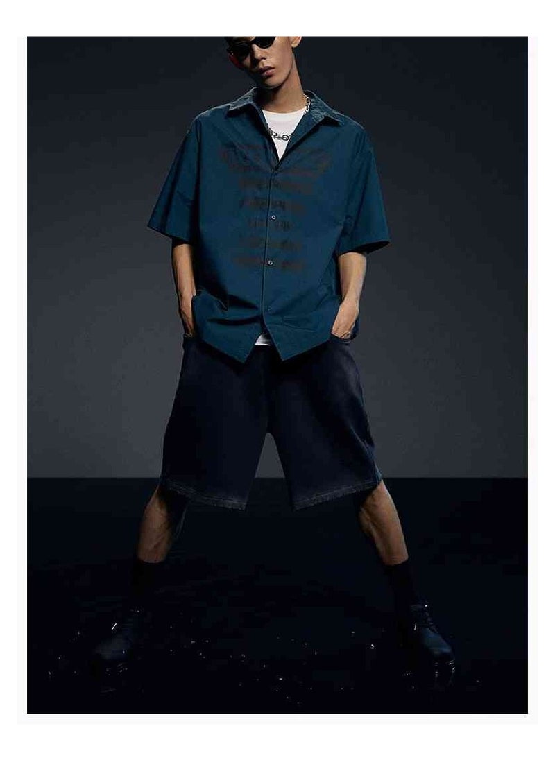 HM Autumn New Casual Loose Short Sleeved Shirt
