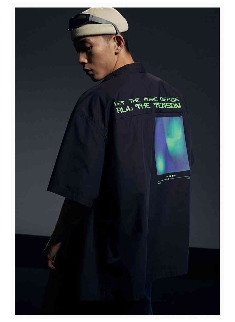 HM Autumn New Casual Loose Short Sleeved Shirt