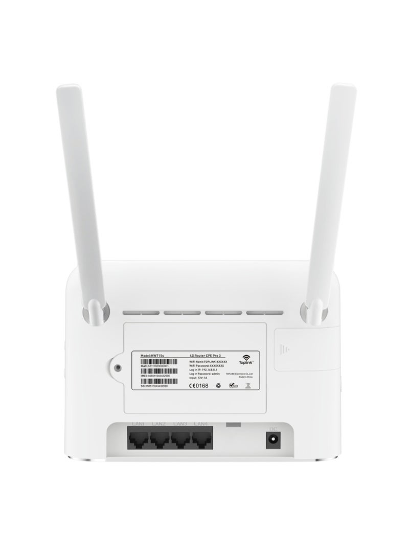 HW715s 4G Molile WIFI Router CPE Pro3,300 Mbps Wireless N 4G+Cat 4 LTE Router, 4G Network SIM Slot Unlocked, With WAN Connection, 5000Mah battery, Up to 32 users