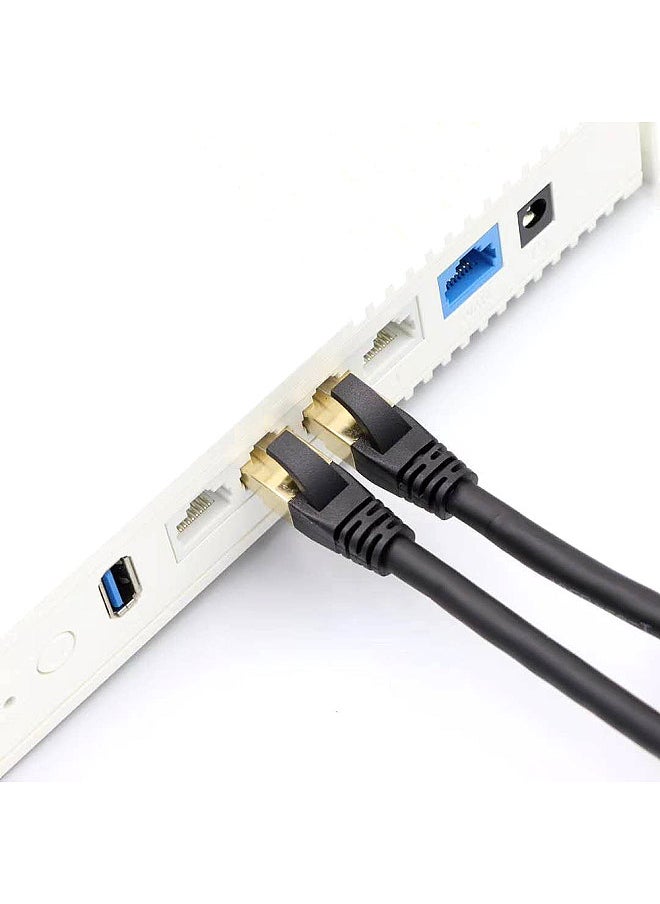 Cat8 Ethernet Cable High Speed Network Cable 40Gbps 2000Mhz/ Shielded Twisted Pair/ Gold Plated RJ45 Interface Black 15m