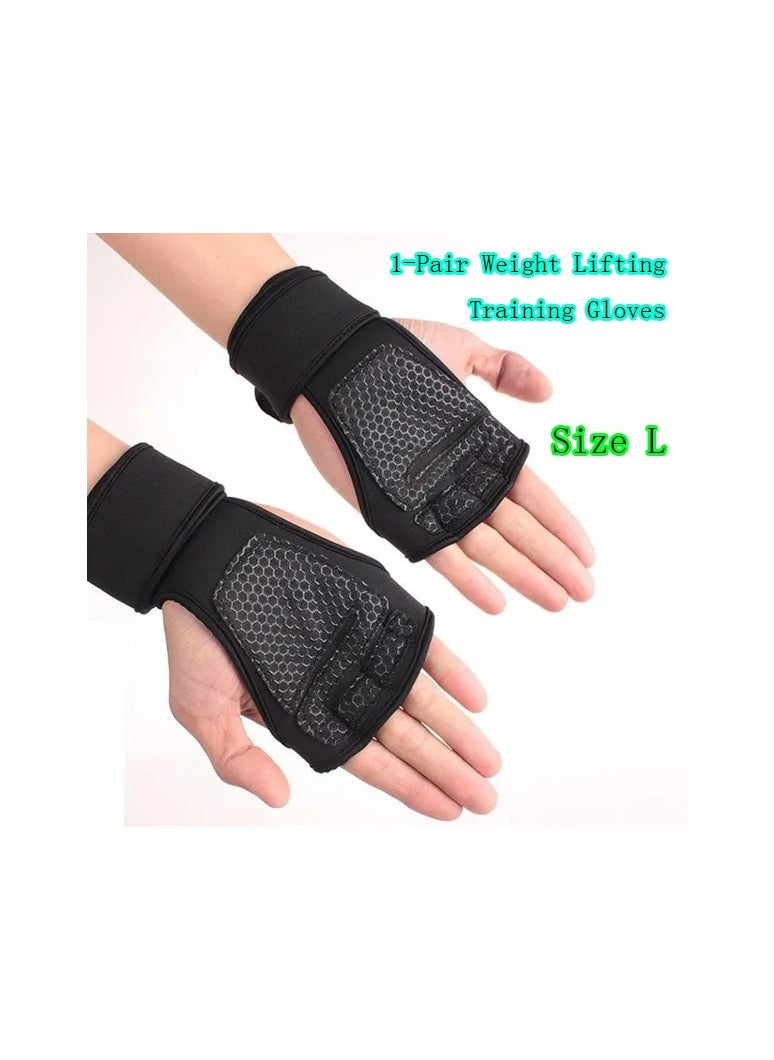 1-Pair Weight Lifting Training Gloves,Fitness Sports Body Building Gloves,Gymnastics Grips Gloves,Gym Hand Palm Protector Gloves,Size L