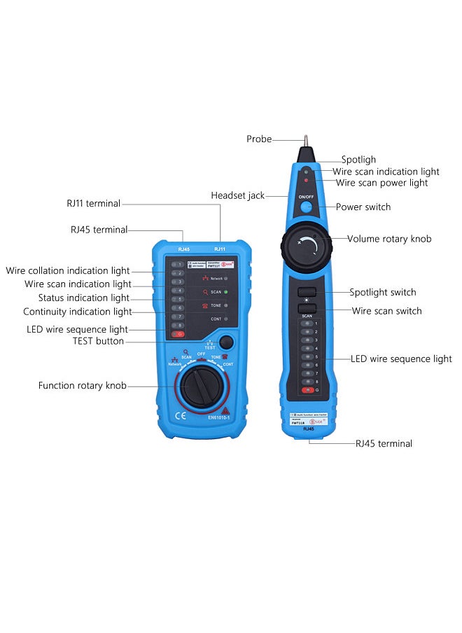 Multi-functional Handheld Wire Tester Tracker Line Finder Cable Testing Tool for Network Maintenance