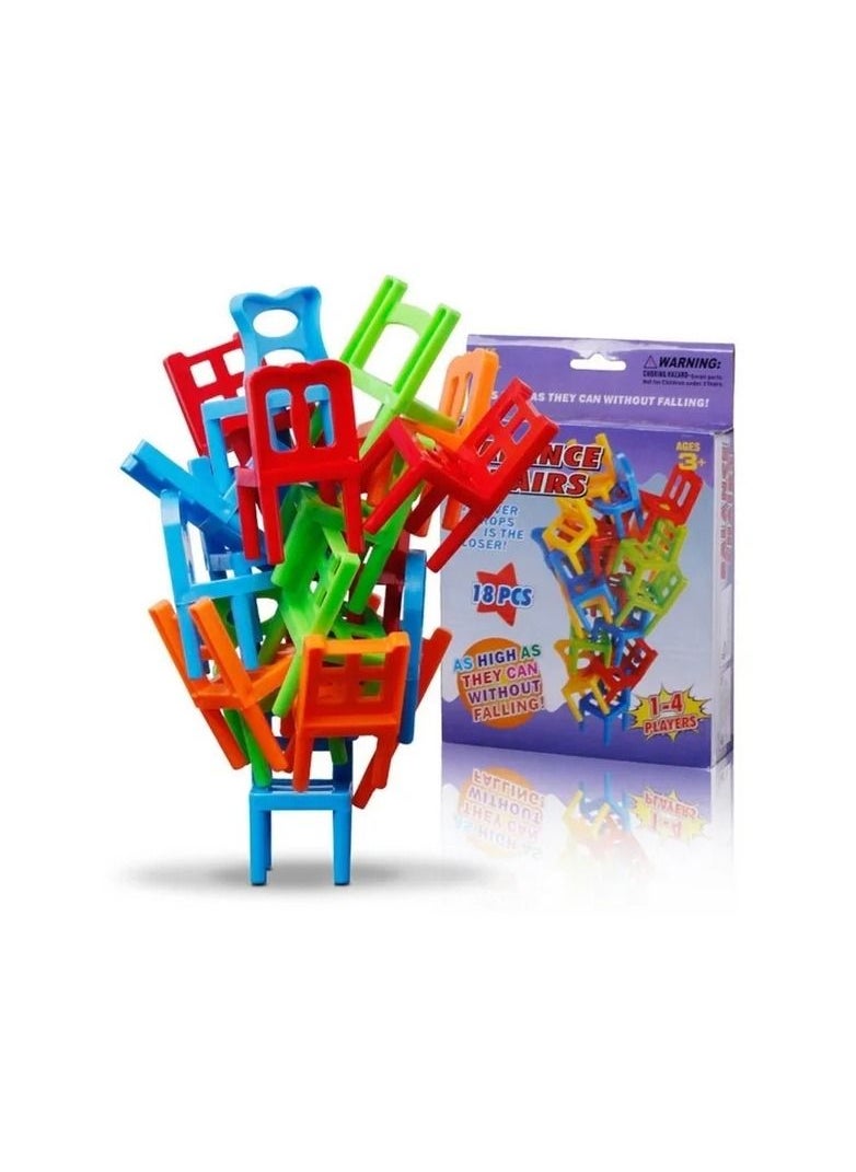 18-Pieces/Set Board Game Balance Chairs,Adult Kids Stacking Game Toys,Parent-Child DIY Interactive Toy