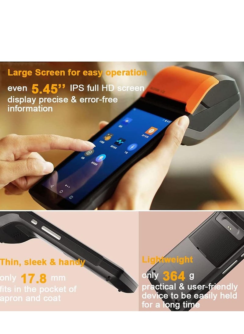 V2 POS Terminal with Receipt Printer with Camera Speaker and Barcode Scanner All in One Handheld PDA  Android 7.1 System Support 4G