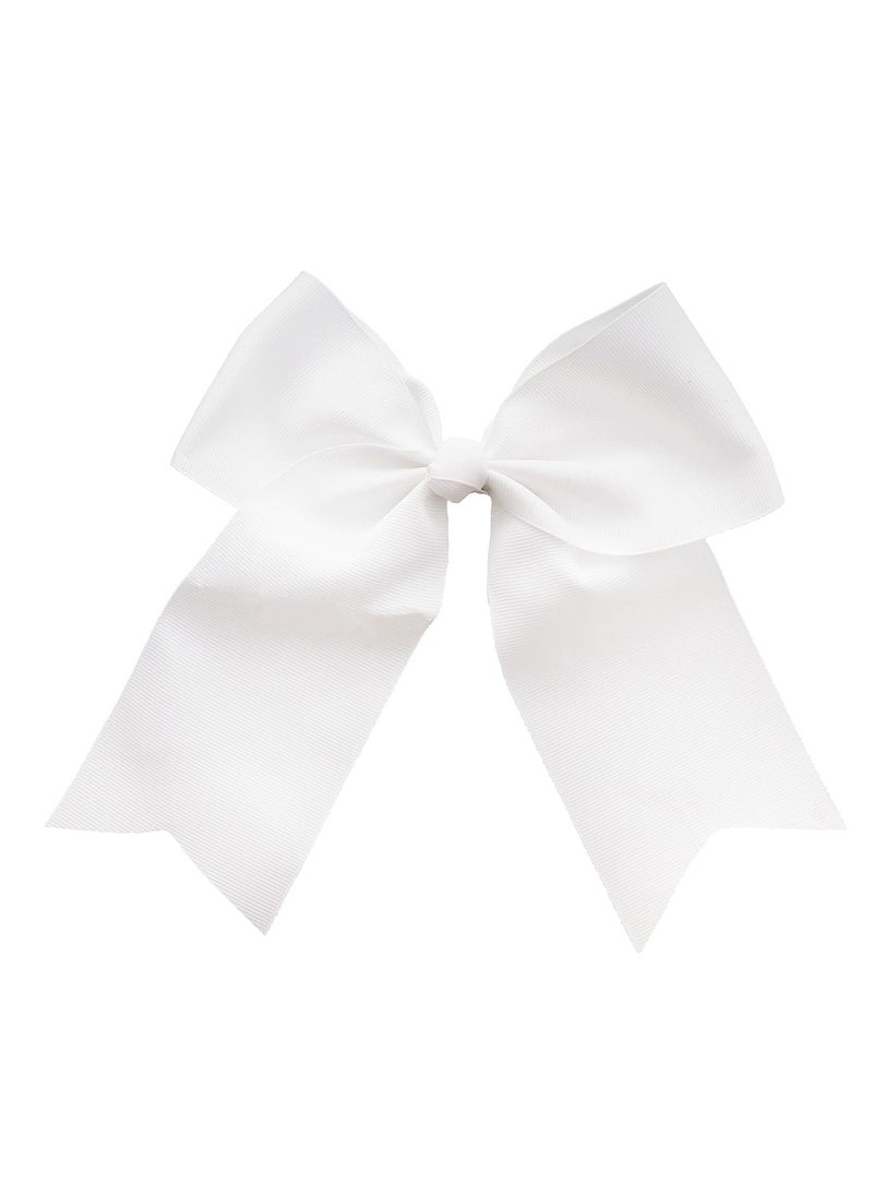 White Jumbo Bow Clip with Tails