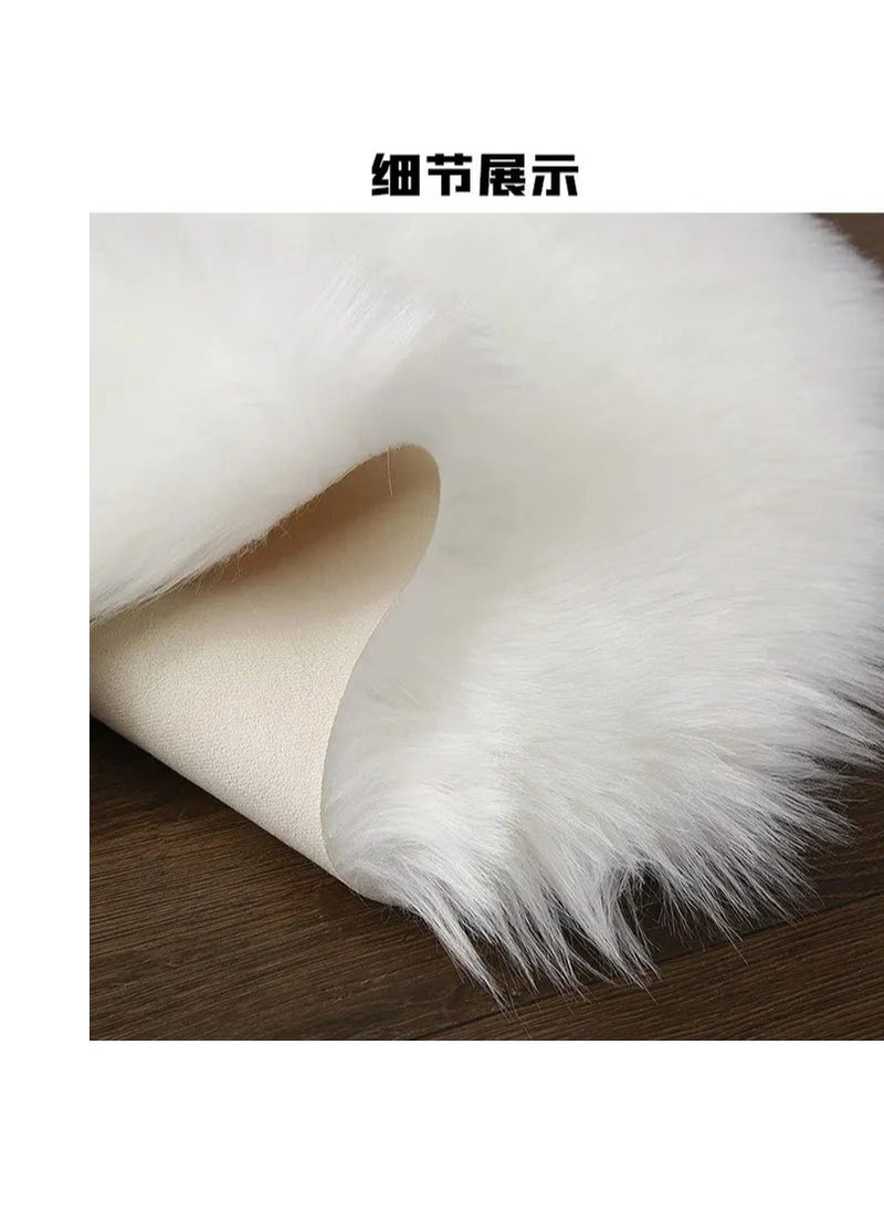 3Pcs set, 1Pc couch carpet 180*60cm, 1Pc Half couch carpet 90*60cm, 1Pc Pillow with filling 45*45cm,Soft Faux Fluffy Rugs Artificial Sheepskin Long Hair Carpet Floor Wool Fluffy Mat,Non Slip (SET16)