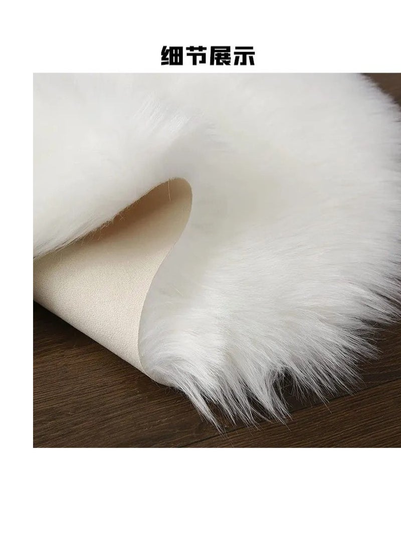 Soft Plush Sheepskin Bedroom Carpets Imitation Wool Pad Long Hair Bedside Mats Sofa Cushion White Rug Red Living Room Fur Carpet