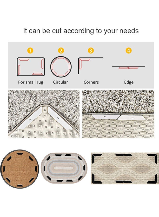 8 Pieces Rug Gripper Rug Grip Carpet Fixed Stickers Non slip Washable Waterproof Strip Mat for Home Floor Stairway Bathroom Accessories Black 18.0x3.0x2.0mm