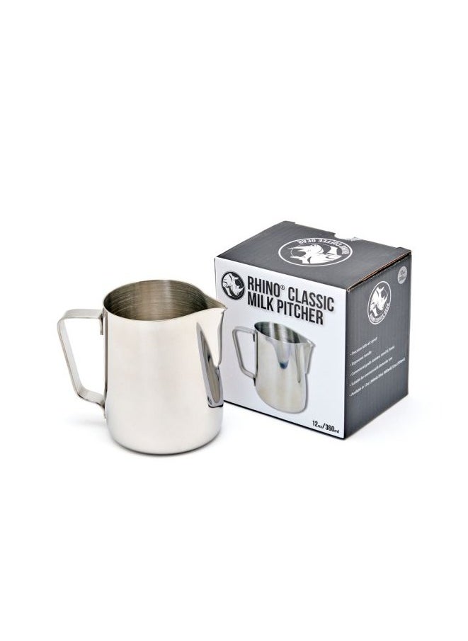 Classic Milk Pitcher, Perfect Latte Art Spout, Made of Stainless Steel, 12oz (360ml) - Steel