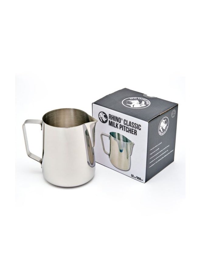 Classic Milk Pitcher, Perfect Latte Art Spout, Made of Stainless Steel, 32oz (950ml) - Steel