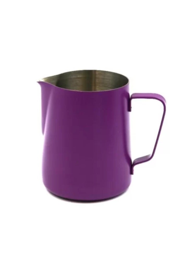 Classic Colored Milk Pitcher, Perfect Latte Art Spout, Stainless Steel Interior & Powder-Coated Exterior, 15oz (450ml) - Vivid Plum