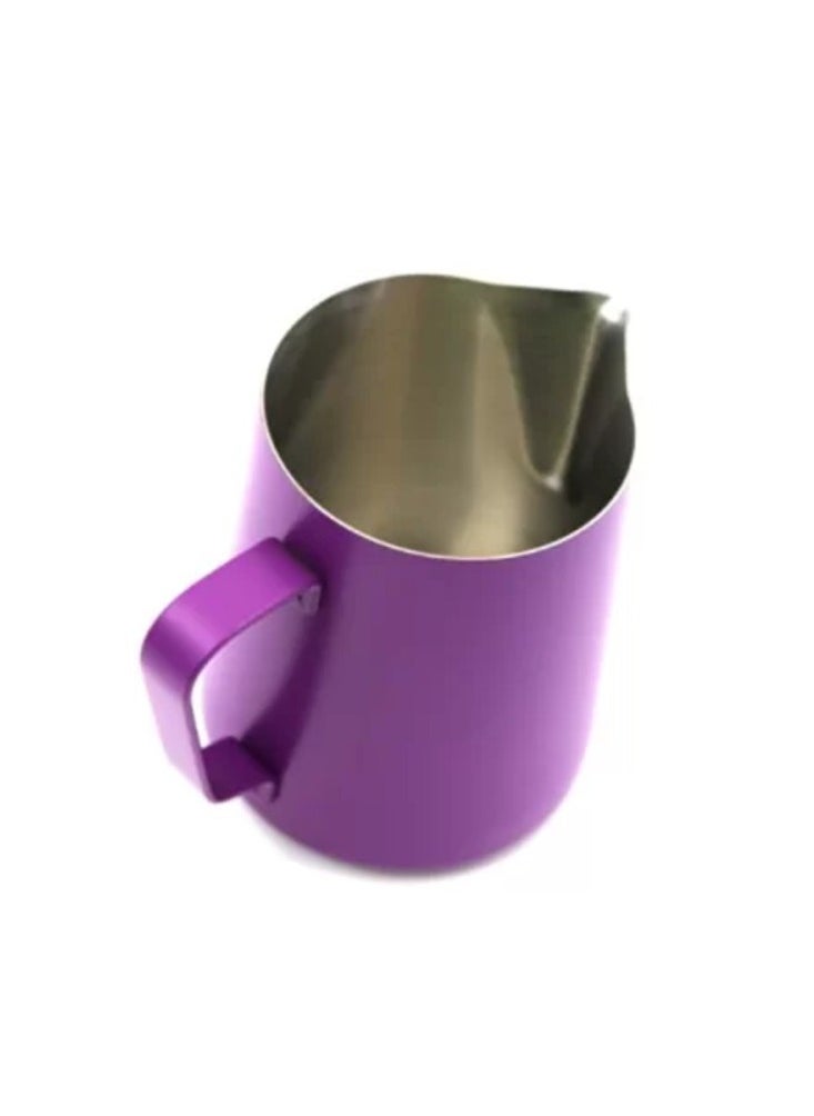 Classic Colored Milk Pitcher, Perfect Latte Art Spout, Stainless Steel Interior & Powder-Coated Exterior, 15oz (450ml) - Vivid Plum