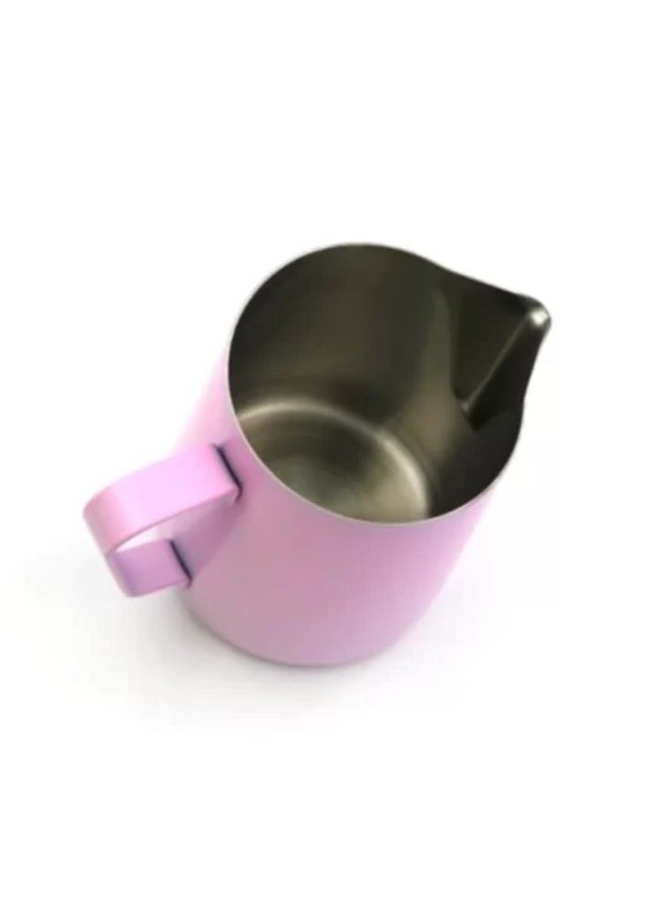 Classic Colored Milk Pitcher, Perfect Latte Art Spout, Stainless Steel Interior & Powder-Coated Exterior, 15oz (450ml) - Pink Marshmallow