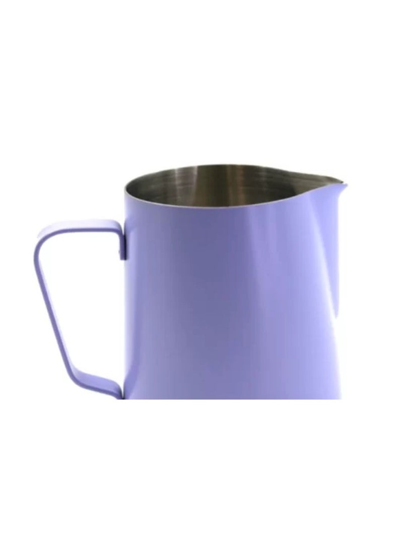 Classic Colored Milk Pitcher, Perfect Latte Art Spout, Stainless Steel Interior & Powder-Coated Exterior, 15oz (450ml) - Lavender