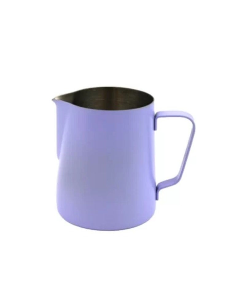 Classic Colored Milk Pitcher, Perfect Latte Art Spout, Stainless Steel Interior & Powder-Coated Exterior, 15oz (450ml) - Lavender