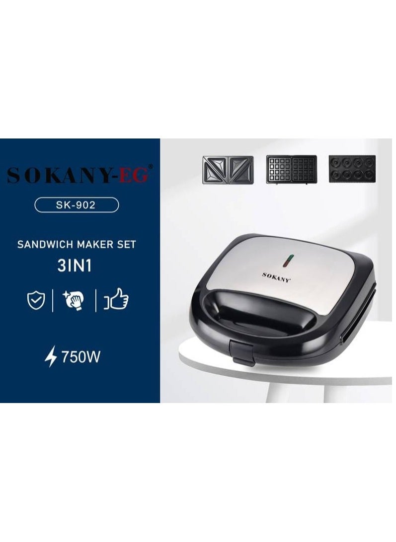 SOKANY 3 IN 1 SANDWICH MAKER