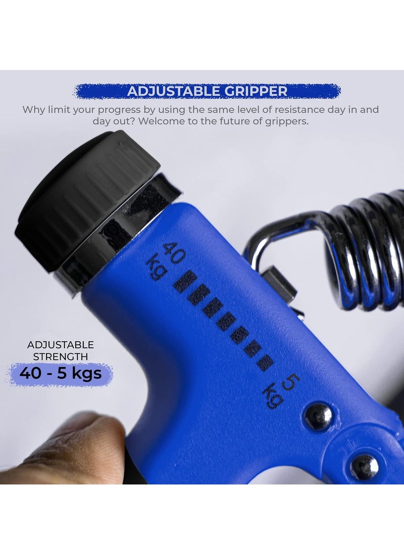 Boldfit Adjustable Hand Grip Strengthener, Hand Gripper for Men & Women for Gym Workout & Home Use.(Forearm Exercise Equipment/Wrist Excercise Equipment) - Adjustable upto 40kg - Blue