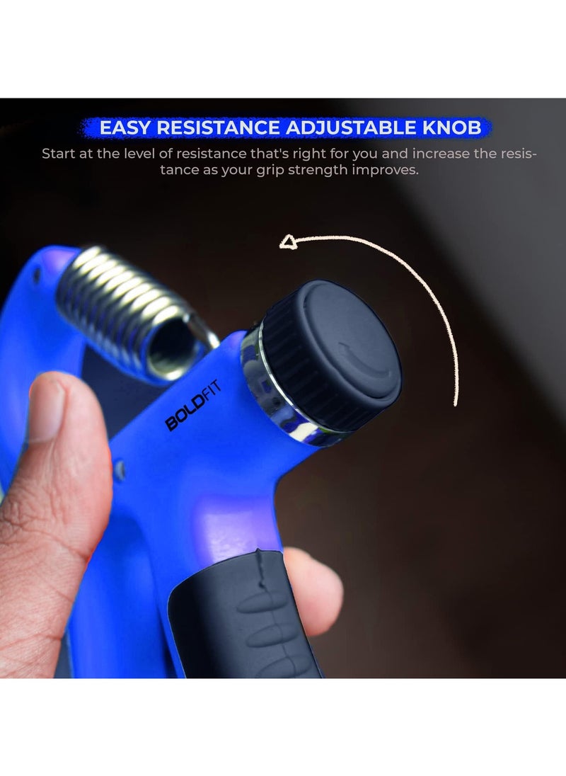 Boldfit Adjustable Hand Grip Strengthener, Hand Gripper for Men & Women for Gym Workout & Home Use.(Forearm Exercise Equipment/Wrist Excercise Equipment) - Adjustable upto 40kg - Blue