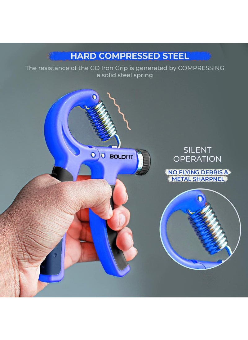 Boldfit Adjustable Hand Grip Strengthener, Hand Gripper for Men & Women for Gym Workout & Home Use.(Forearm Exercise Equipment/Wrist Excercise Equipment) - Adjustable upto 40kg - Blue