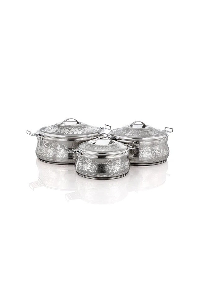 3 Pieces Boshra Collection Stainless Steel Hot Pot Silver