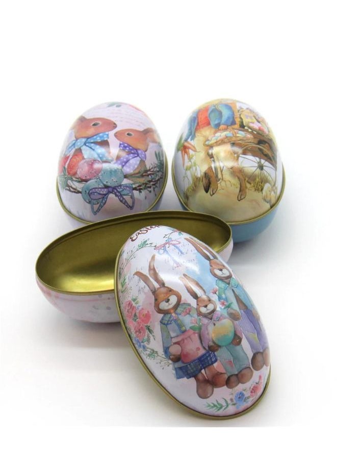 6 Pieces Metal Egg Boxes, Candy Box with Bunny and Chick Print, Candy Box for Party Favors