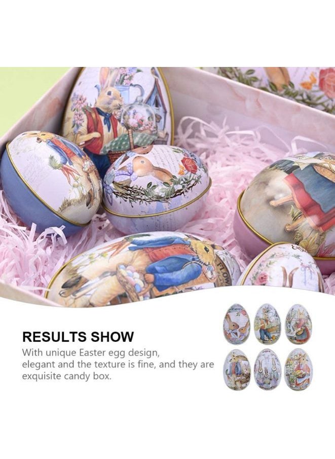6 Pieces Metal Egg Boxes, Candy Box with Bunny and Chick Print, Candy Box for Party Favors