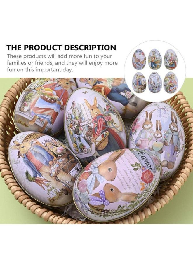 6 Pieces Metal Egg Boxes, Candy Box with Bunny and Chick Print, Candy Box for Party Favors