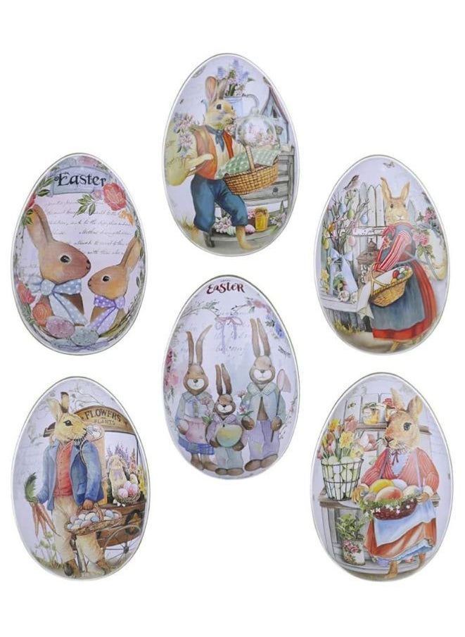 6 Pieces Metal Egg Boxes, Candy Box with Bunny and Chick Print, Candy Box for Party Favors