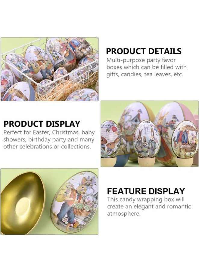6 Pieces Metal Egg Boxes, Candy Box with Bunny and Chick Print, Candy Box for Party Favors
