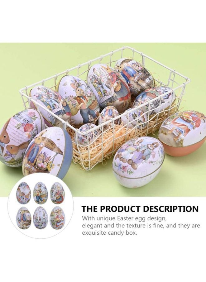 6 Pieces Metal Egg Boxes, Candy Box with Bunny and Chick Print, Candy Box for Party Favors