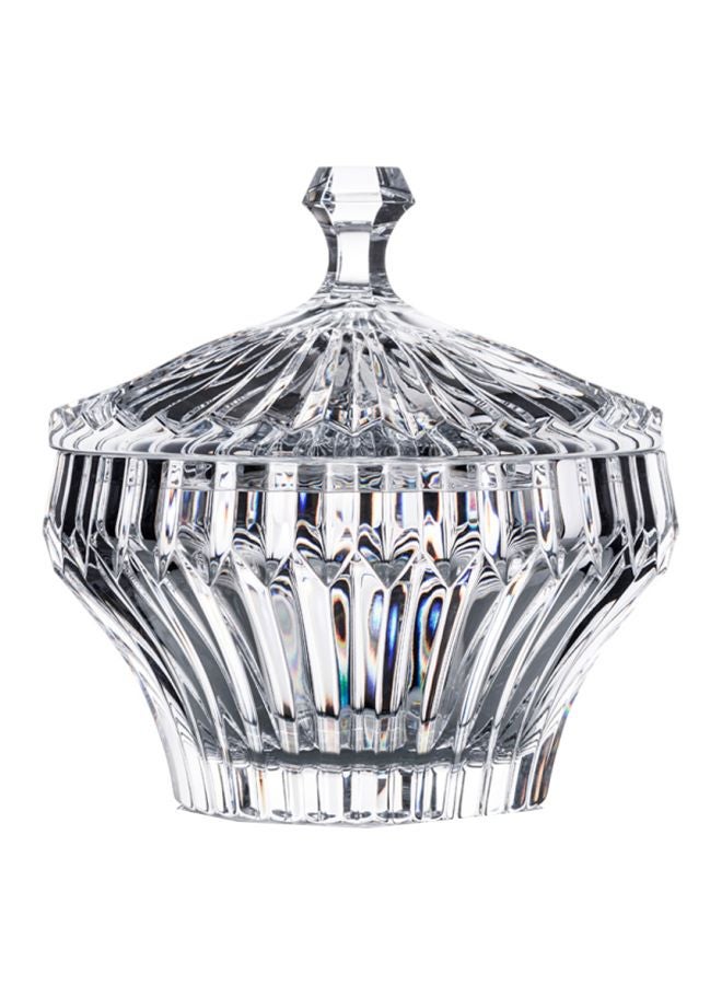 Crown Jewel Crystal Bowl With Lid Clear 19cm