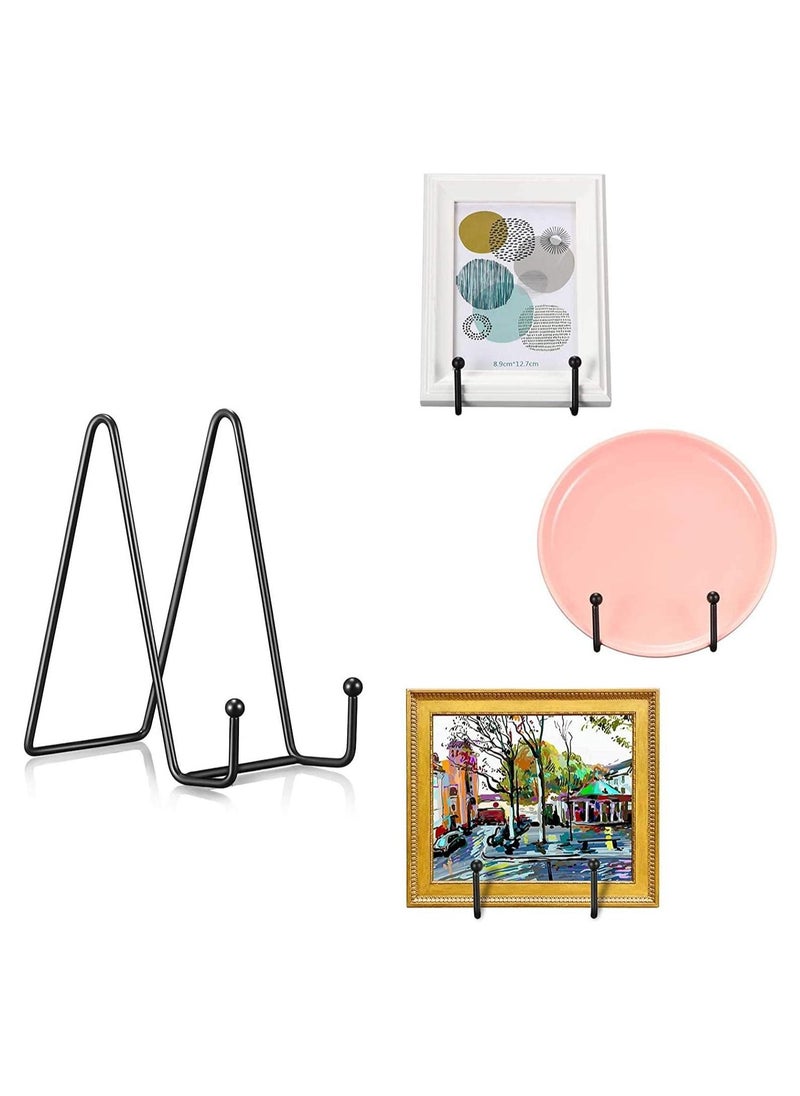 Metal Display Stands for Plate Stand Holder for Picture, Decorative, Book, Photo Easel, Artistic Work, Tabletop Art Multi-Function Black 3 Pack