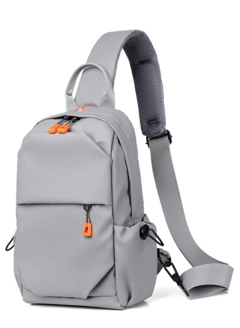 Crossbody Backpack, Waterproof, Lightweight with USB Charger Port, for Outdoor Hiking, Traveling, Cycling Grey