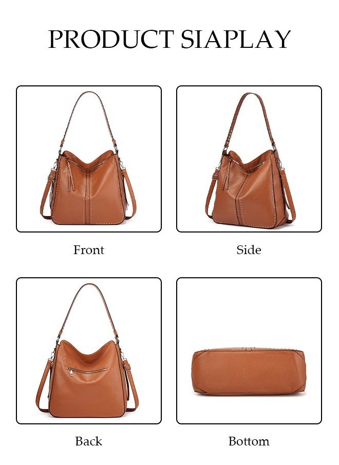 Women's Fashion Shoulder Tote Bag Faux Leather Handbag Set For Women Large Capacity Bucket Bag Fashionable Travel Messenger Shoulder Bag For Ladies