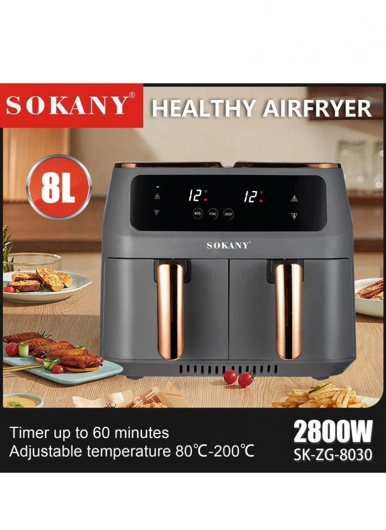 SOKANY AIR FRYER 8L DOUBLE CABIN