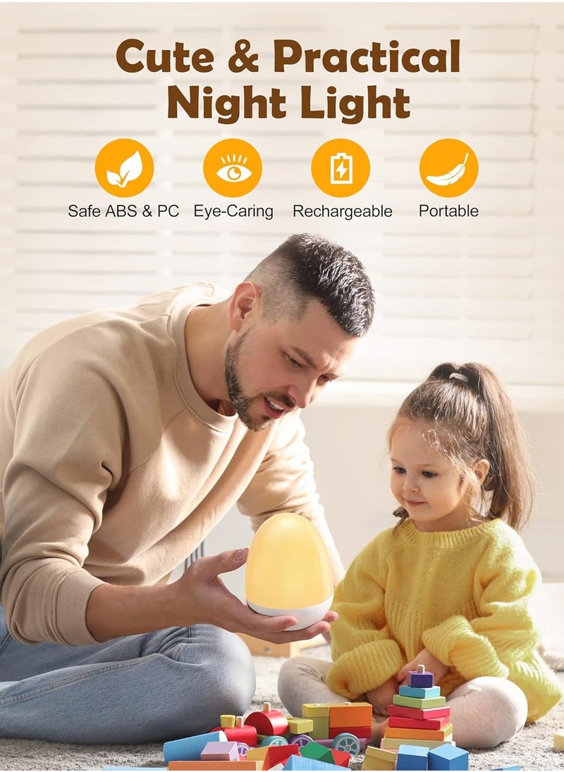 Baby Night Light for Kid Portable Egg Nightlight with Stable Charging Pad Touch Nursery Night Lamp for Breastfeeding Toddler Night Light for Bedroom Timer Setting