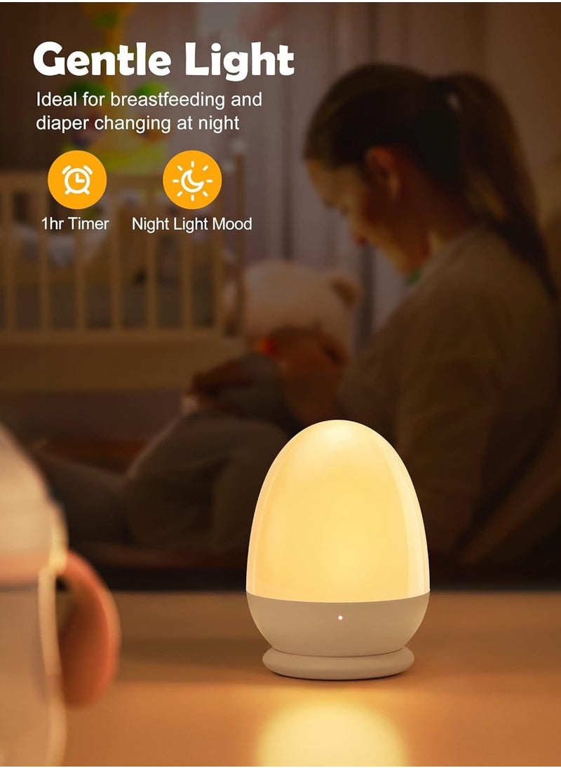 Baby Night Light for Kid Portable Egg Nightlight with Stable Charging Pad Touch Nursery Night Lamp for Breastfeeding Toddler Night Light for Bedroom Timer Setting