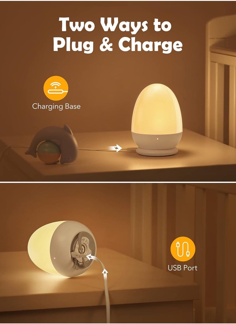 Baby Night Light for Kid Portable Egg Nightlight with Stable Charging Pad Touch Nursery Night Lamp for Breastfeeding Toddler Night Light for Bedroom Timer Setting